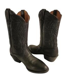 Road Wolf Black Leather Cowboy Boots Women's Size 6.5 Classic Western Style Mint